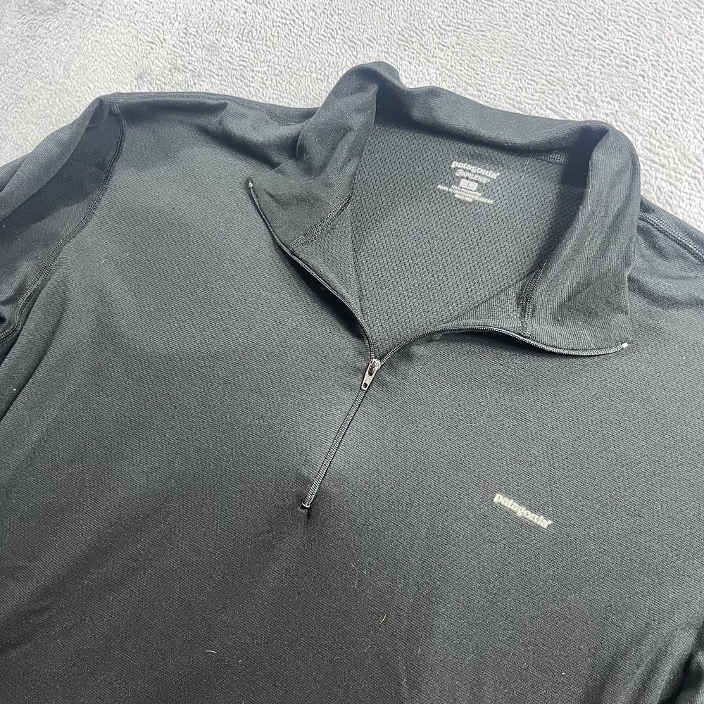 Patagonia Capilene Pullover Mens Large Black Long Sleeve‎ Quarter Zip Base Layer
